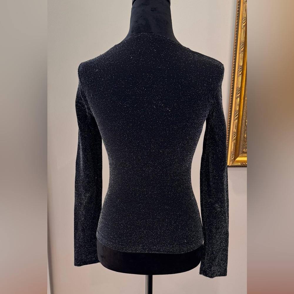 By choice California ladies Elegant Black Glitter pullover top size M 90s stretc - Picture 7 of 16